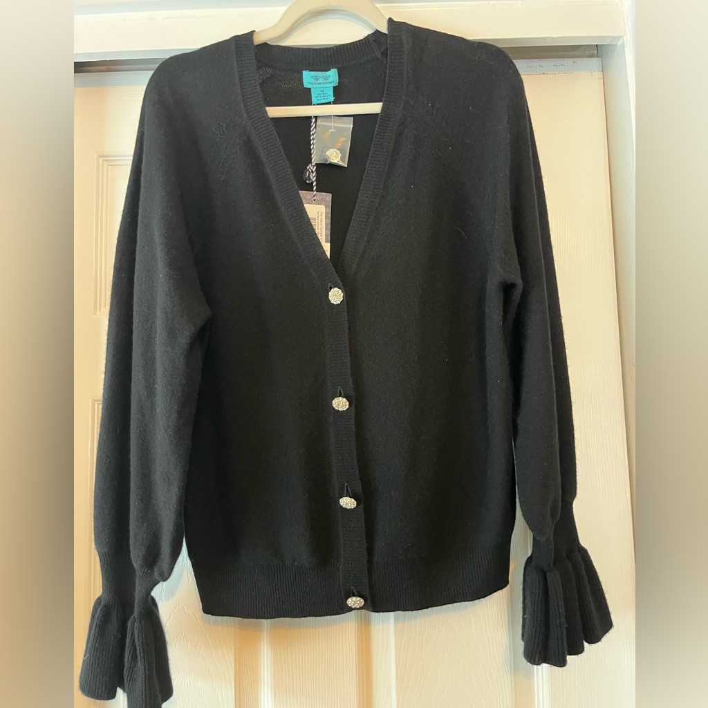 Nwt Two Bees Cashmere Flair Sleeve Wool & Cashmere-Blend Cardigan